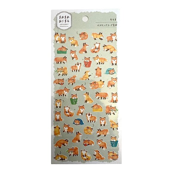 Kawaii Seal -Foxes きつね- Mame-Mame Stickers Kitsune Japan Japanese Animal Cute - Picture 1 of 1
